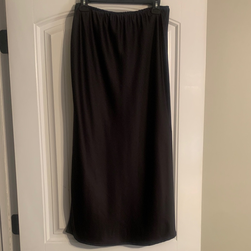Black Satin Midi Women's Skirt